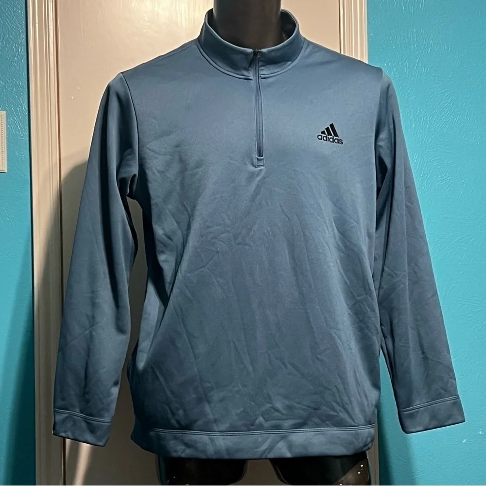 Adidas Aero Ready Light Blue Fleece lined quarter zip pullover Jacket XL Guc